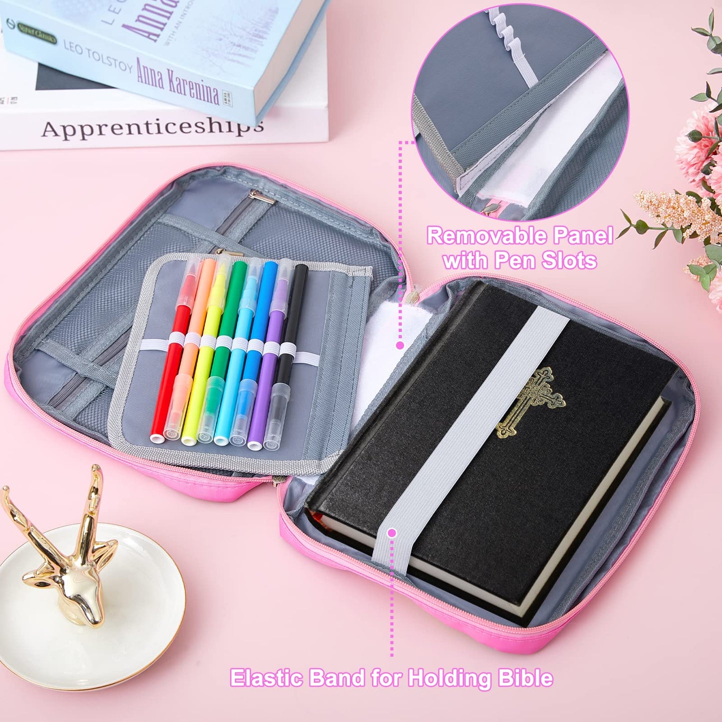 ICOSY Bible Cover Case for Women Girls Kids Bible Bag Case with Handle Kids Girls Bible Study Accessories Supplies