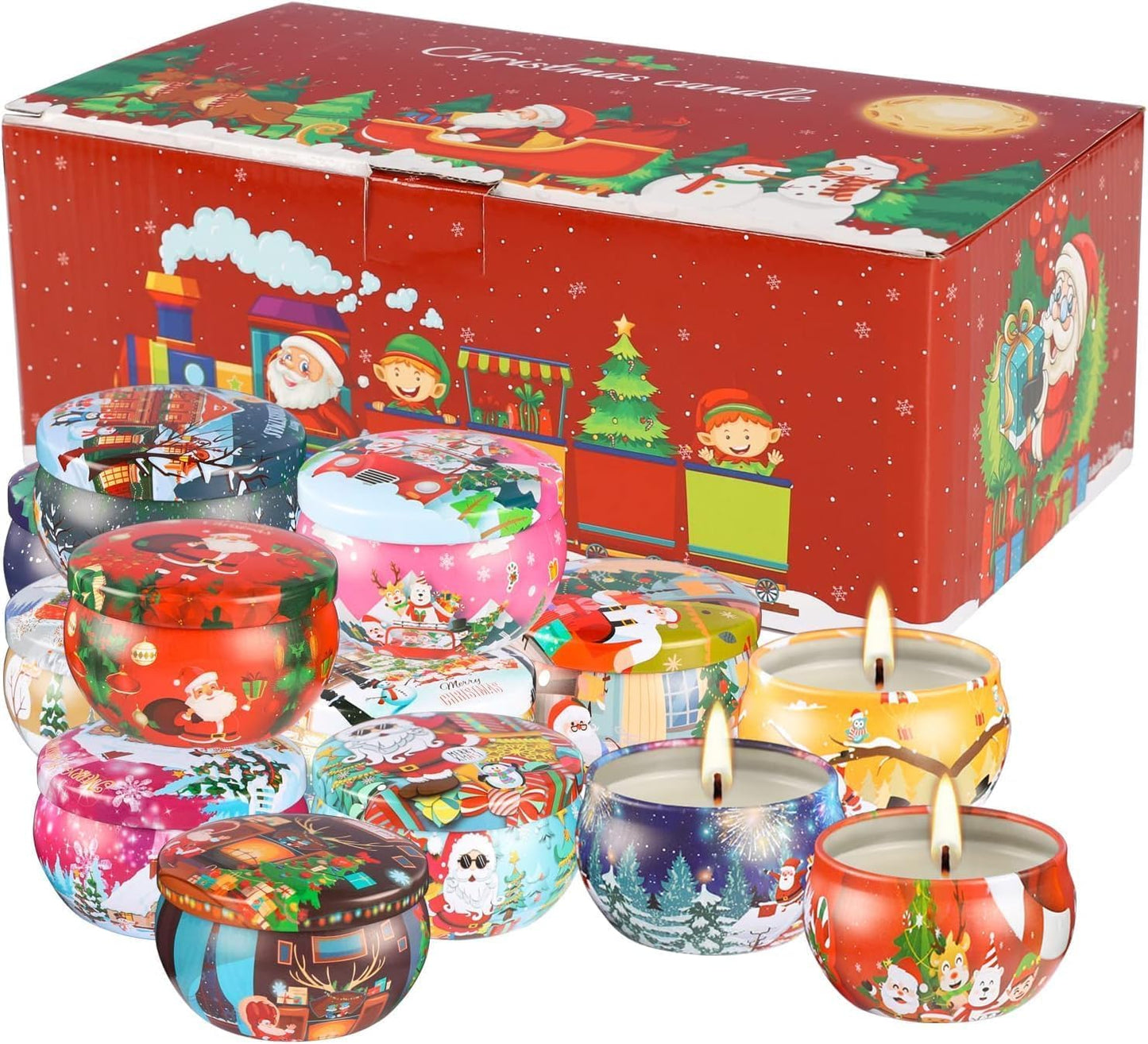 YOROXRG 16 Pack Christmas Scented Candles Gift Set 2.5oz Strong Fragrance jar Candles Natural Soy Wax Candles Portable Travel Tin Jar Candles Gifts for Home Scented Decoration Birthday Valentine'sDay