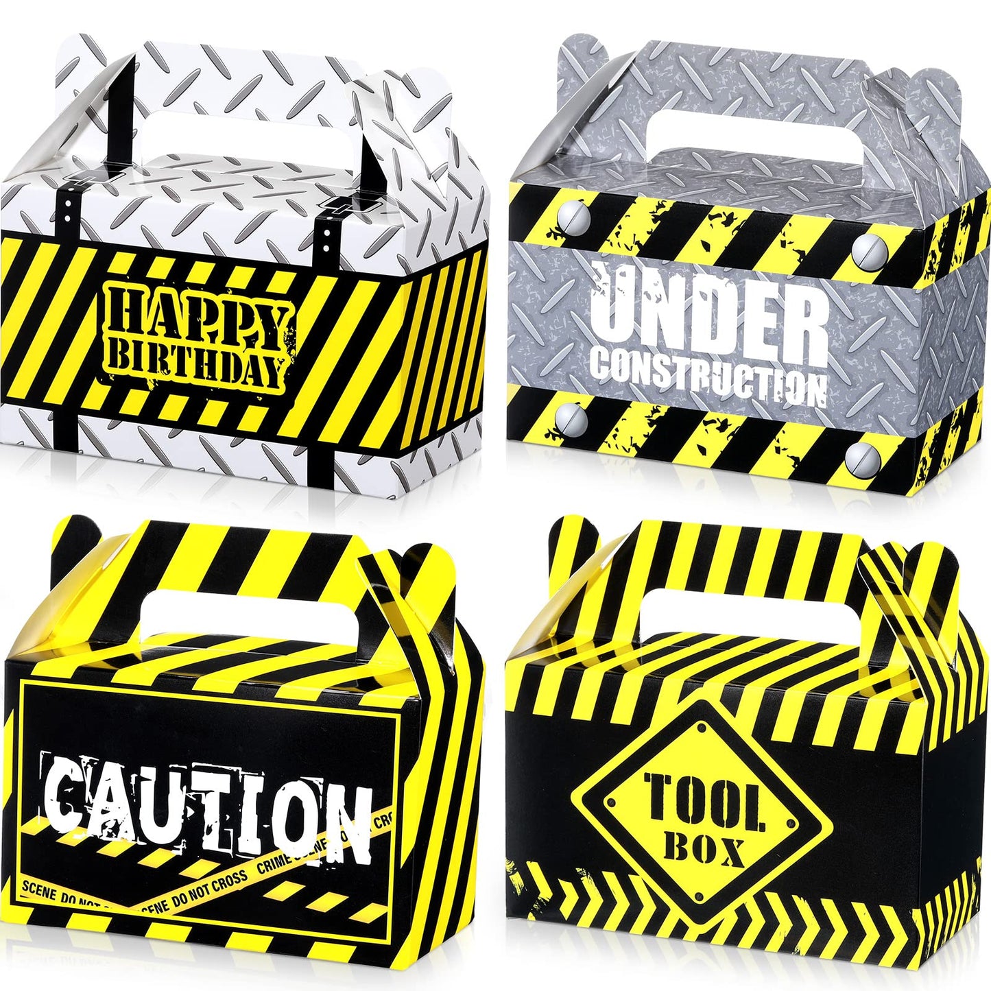 Marspark 16 Pack Construction Party Favor Boxes Construction Birthday Supplies Truck Themed Gift Bags for Treat Candy Goodie Party Decorations
