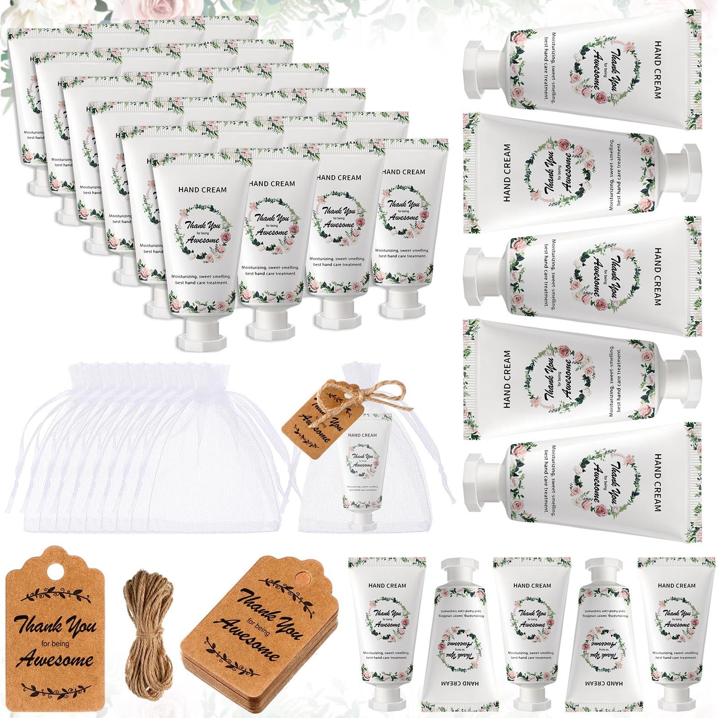 Dansib 24 Sets Employee Appreciation Gifts Hand Mini Lotion Bulk Travel Size Hand Cream Inspirational Thank You Gifts for Employee Staff Teachers Coworkers Team Nurse(Elegant)
