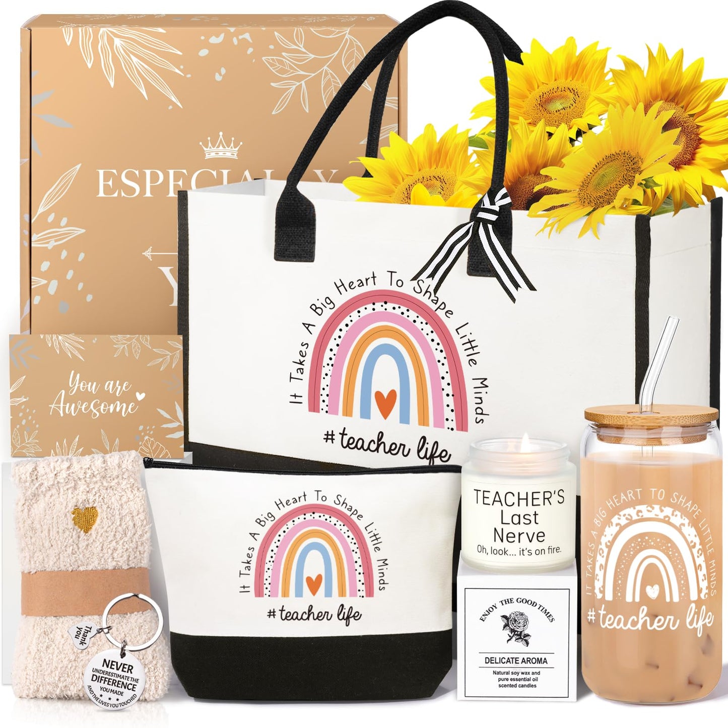 iAOVUEBY Teacher Appreciation Gifts, Best Teacher Gifts for Women, End of Year Teachers Gift from Students, Unique Teachers Birthday Retirement Christmas Thank You Gift Basket of Daycare Preschool