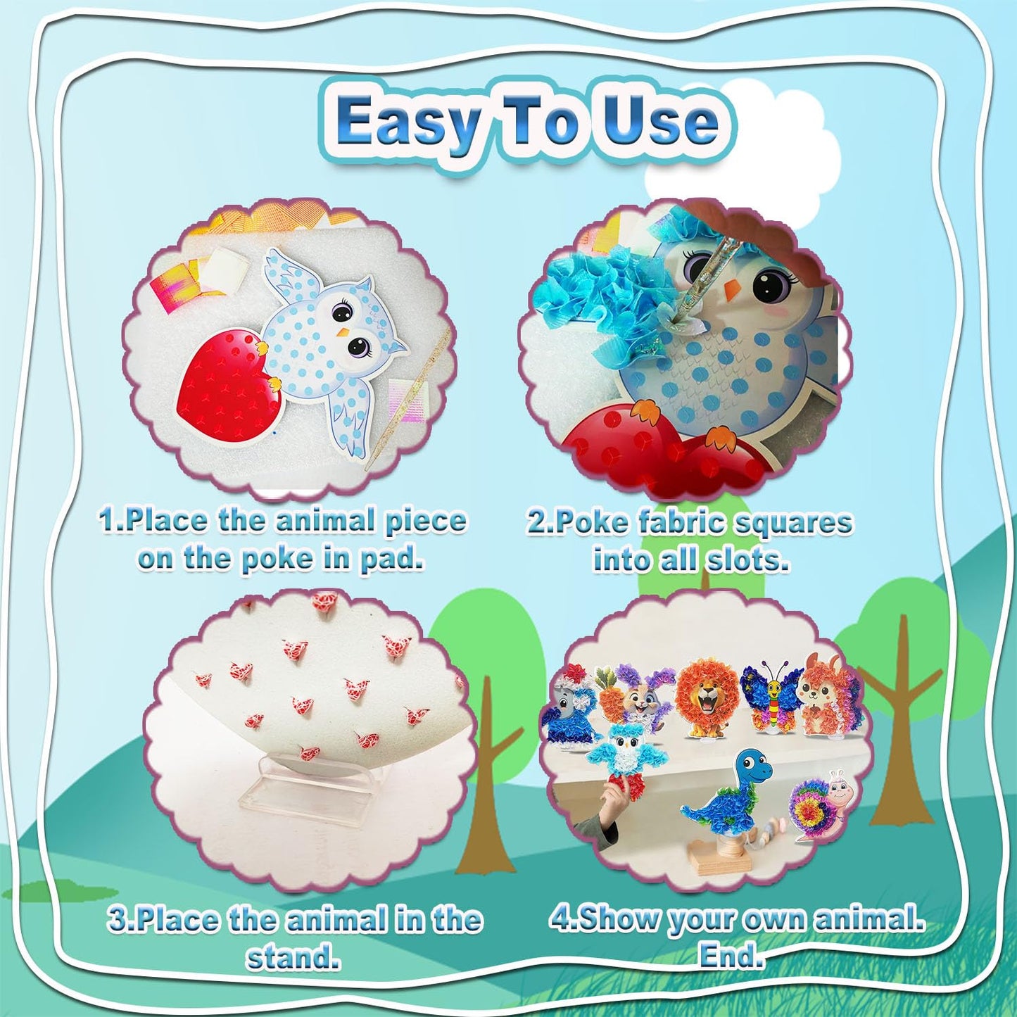 JRD&BS WINL Poke A Dot Art Kit - Magical Animals Theme No-Mess DIY Craft for Kids Mess-Free Fun for Kids, DIY Wood Craft Kits, Creative Activity, Christmas Gifts for Girls & Boys Ages 4