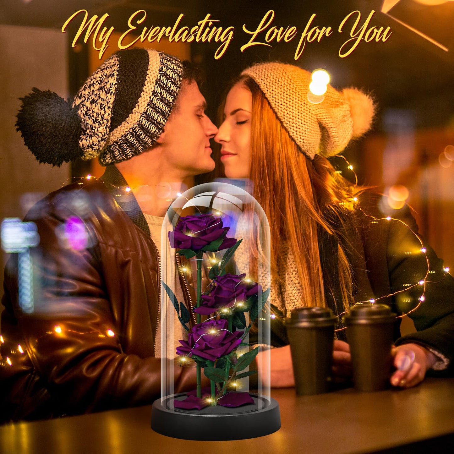 Glass Rose Mothers Day Flower Gifts for Mom from Daughter Son, Birthday Gifts for Women Mom Wife Girlfriend, Handmade Glass Roses Flowers Womens Gifts for, Anniversary, Womens Day, Mothers Day(Purple）