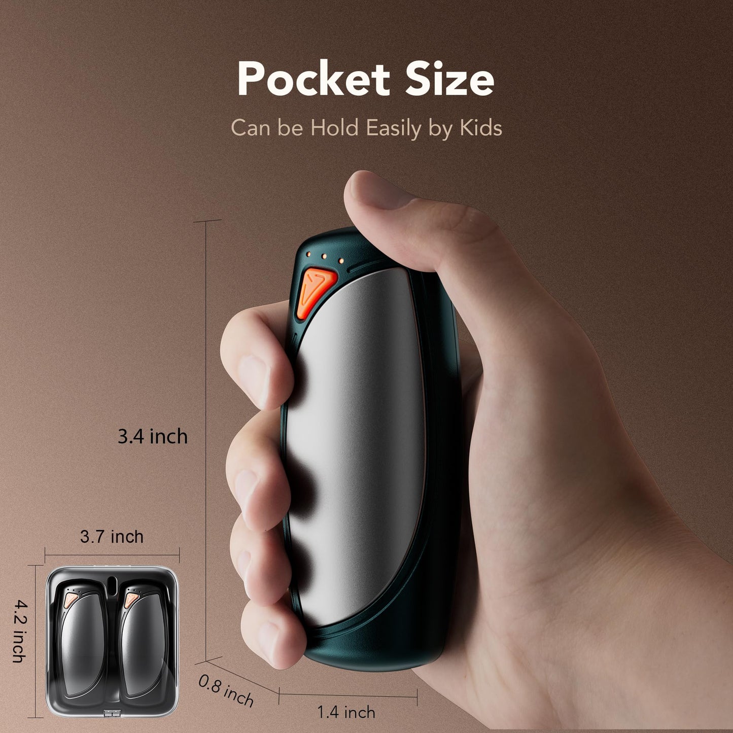 Hand Warmers Rechargeable 2 Packs, Double Sided Heating with AI Charging Case, 14000mAh Electric Hand Warmer Ultra Long Battery Life, Portable Heater Gifts for Christmas,Camping,Hunting