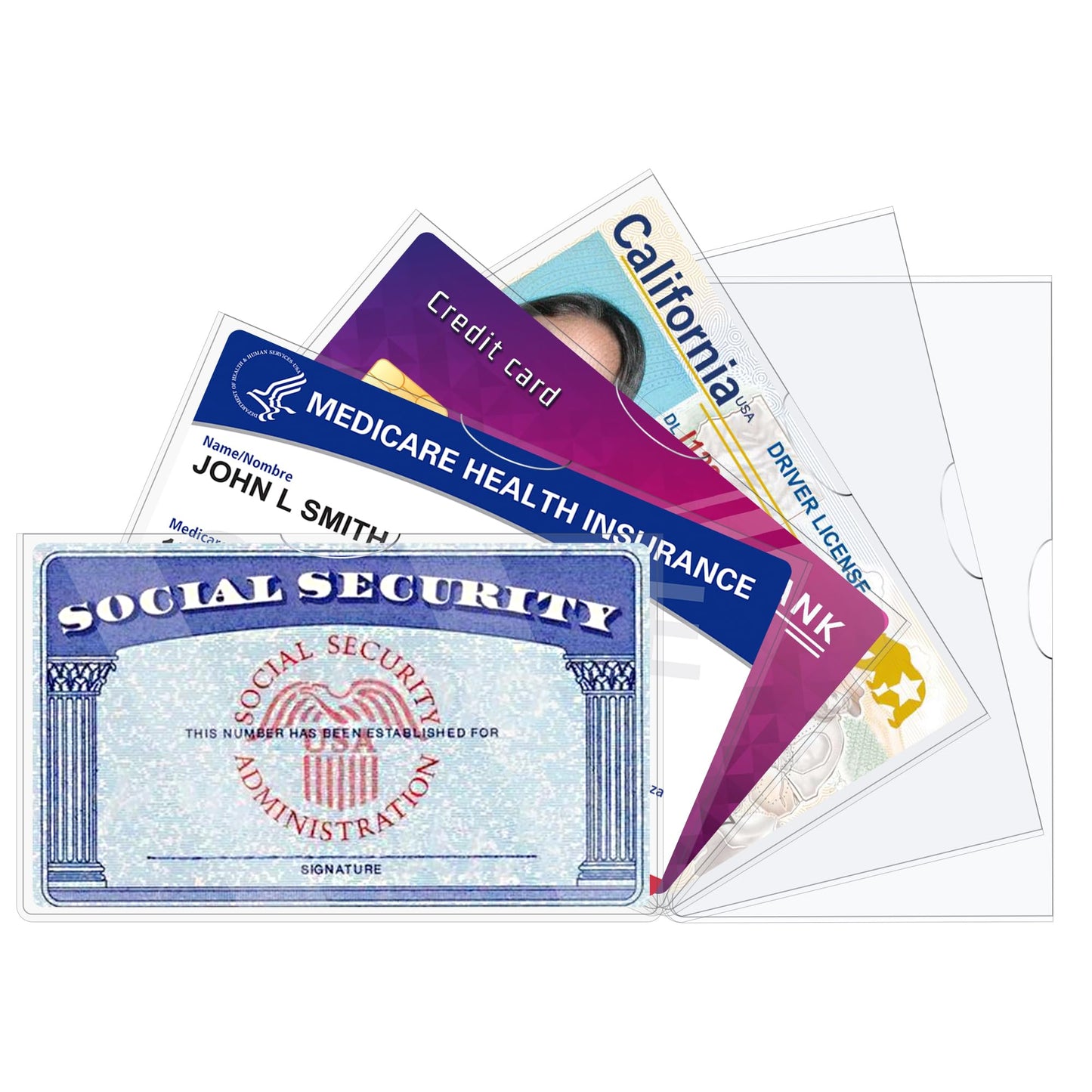 LIEMAND 6 Pack Social Security Card Protector Sleeves, Ultra Clear & Durable 31Mil Waterproof SSN/New Medicare/Credit Card Holder, Soft ID/Debit/Credit/Index Card Storage Sleeves