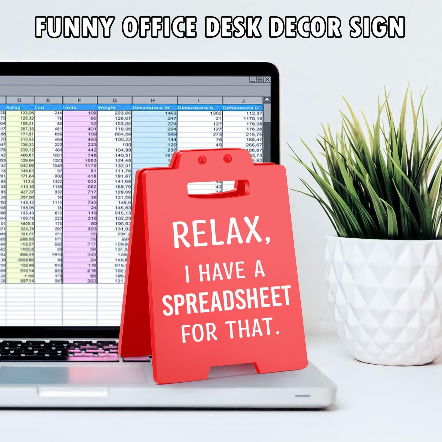 Funny Office Desk Decor for Women, Office Gag Gifts for Coworker Employee Colleague Boss Lady Secretary Accountant, Bosses Day Gifts for Women, Funny White Elephant Gift, Cubicle Accessories Red Sign