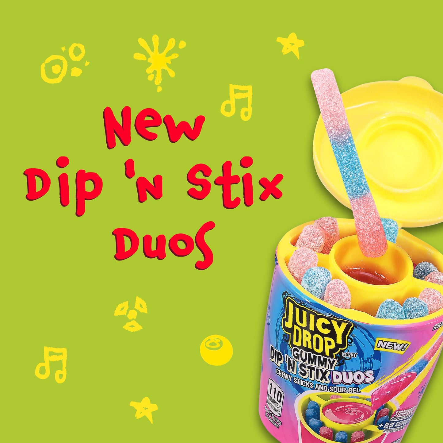 Juicy Drop Gummy Dip 'N Stix - 8 Ct Sweet Gummy Candy & Sour Candy Variety Pack - Assorted Bulk Candy Sticks for Kids Party Favors, Goodie Bag Stuffers & Sweet Treats For Kids