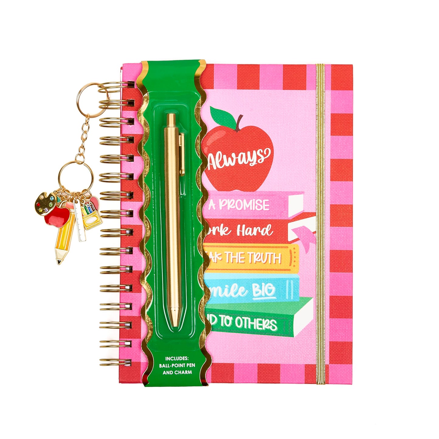 VOTUM Teacher Appreciation Gift Notebook Set with Pen & Charm, Spiral Journal for Educators, End of Year Thank You Present from Students, Back to School Supplies for Classroom, Gifts for Women Teachers