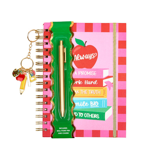 VOTUM Teacher Appreciation Gift Notebook Set with Pen & Charm, Spiral Journal for Educators, End of Year Thank You Present from Students, Back to School Supplies for Classroom, Gifts for Women Teachers
