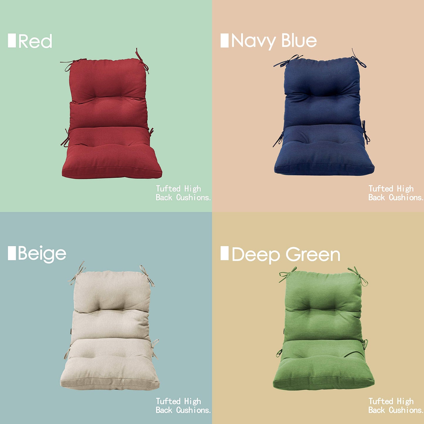 BOSSIMA Outdoor Indoor High Back Chair Tufted Cushions Comfort Replacement Patio Seating Cushions Deep Green