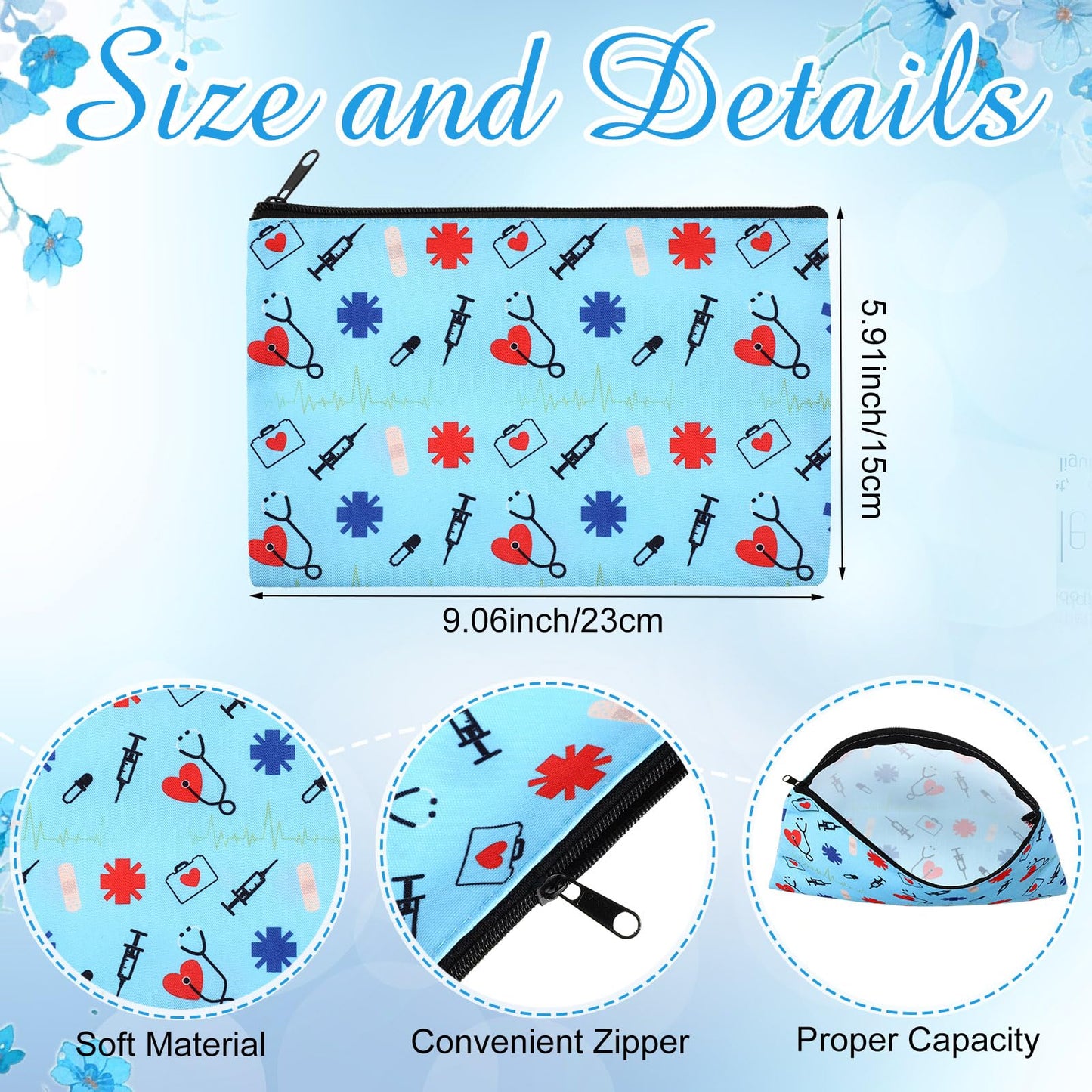 Hillban 36 Pcs Nurse Gifts for Women Makeup Bags Survival Kit Cosmetic Bags Birthday Christmas Gifts for Nurse Practitioner Nursing Zipper Pouch Supplies, 12 Styles