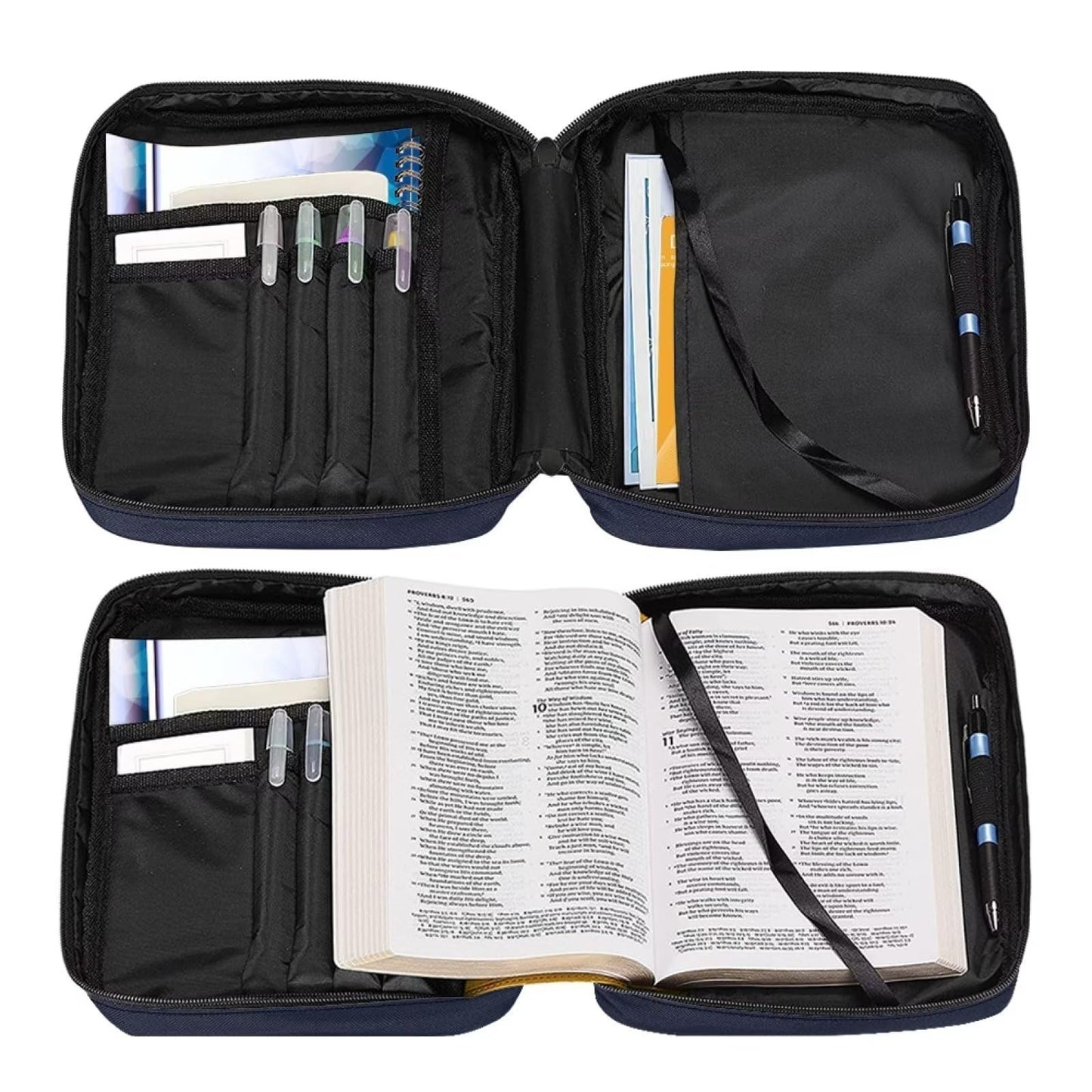 Salabomia Bible Bags and Totes for Women with Verse, Portable Multi-Functional Bible Study Supplies Kit for Women Girls, Large Bible Covers for Women with Shoulder Strap Handle, Blue and Pink