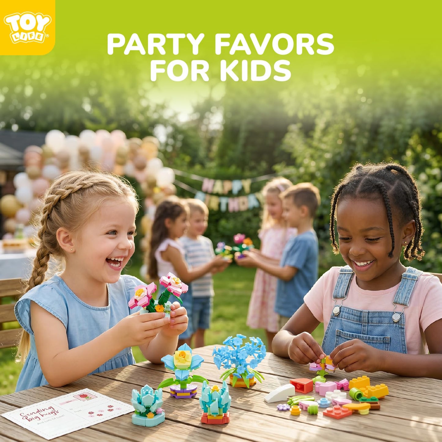 TOY Life 36 Pack Party Favors for Kids, Tiny Plants Mini Flowers Building Blocks Set for Classroom Prize, Flowers Botanical Succulents Building Toy with Cards, Birthday Gift for Boys Girls 6+