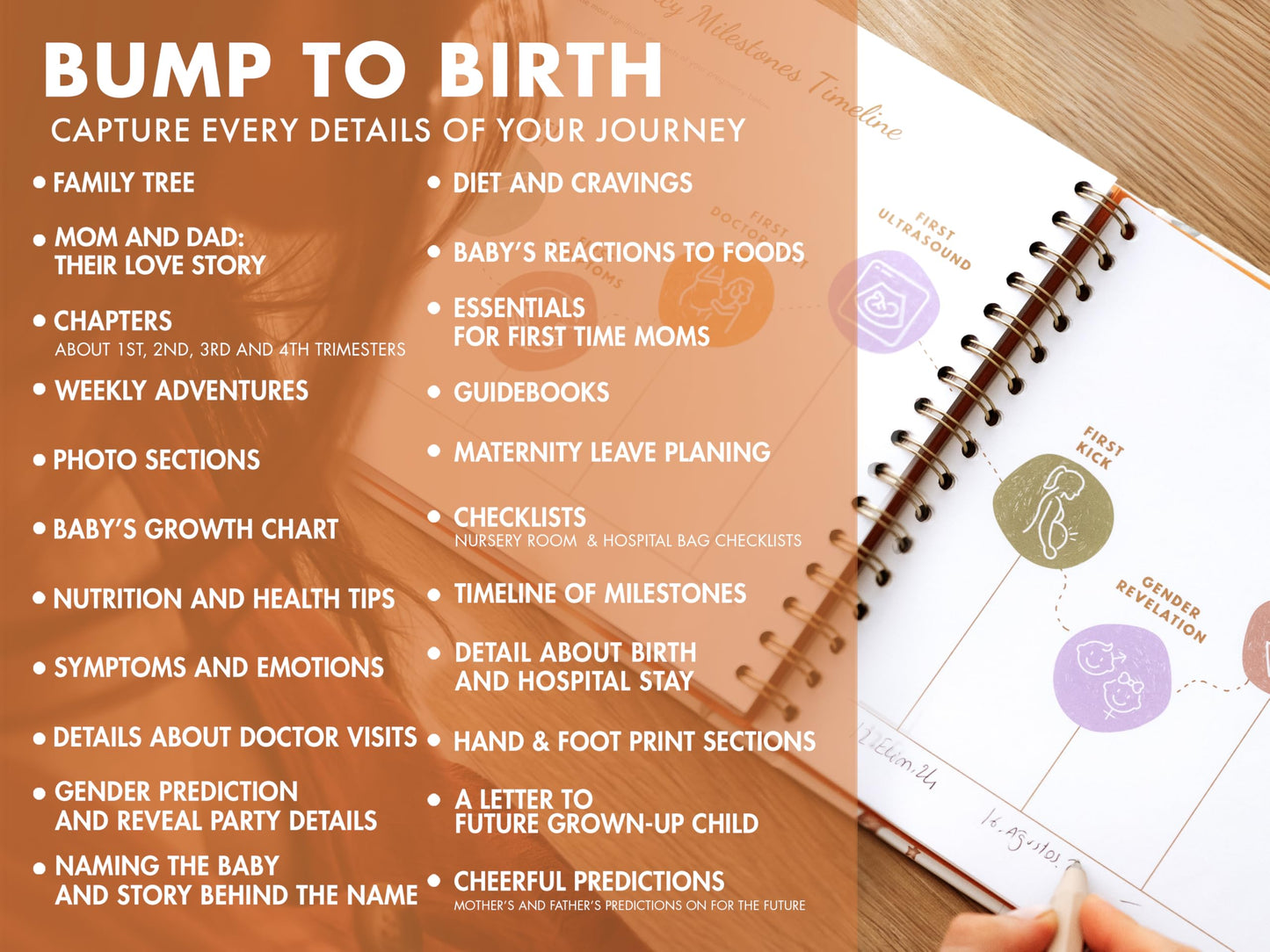 Pregnancy Journal for First Time Moms 2025, Baby Essentials Memory Book Gift Set, All-in-One Keepsake Box with Wax Seal Kit and Footprint Kit, Elegant Baby Scrapbook with Photo Album, Bump to Birth