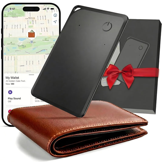 Wallet Tracker Card [Apple MFi Certified] Works with Apple Find My(iOS Only) Air Smart Tracking Tag Waterproof Ultra Slim Rechargeable Bluetooth Item Locator Key Finder for Key Wallet Pet Dog Luggage