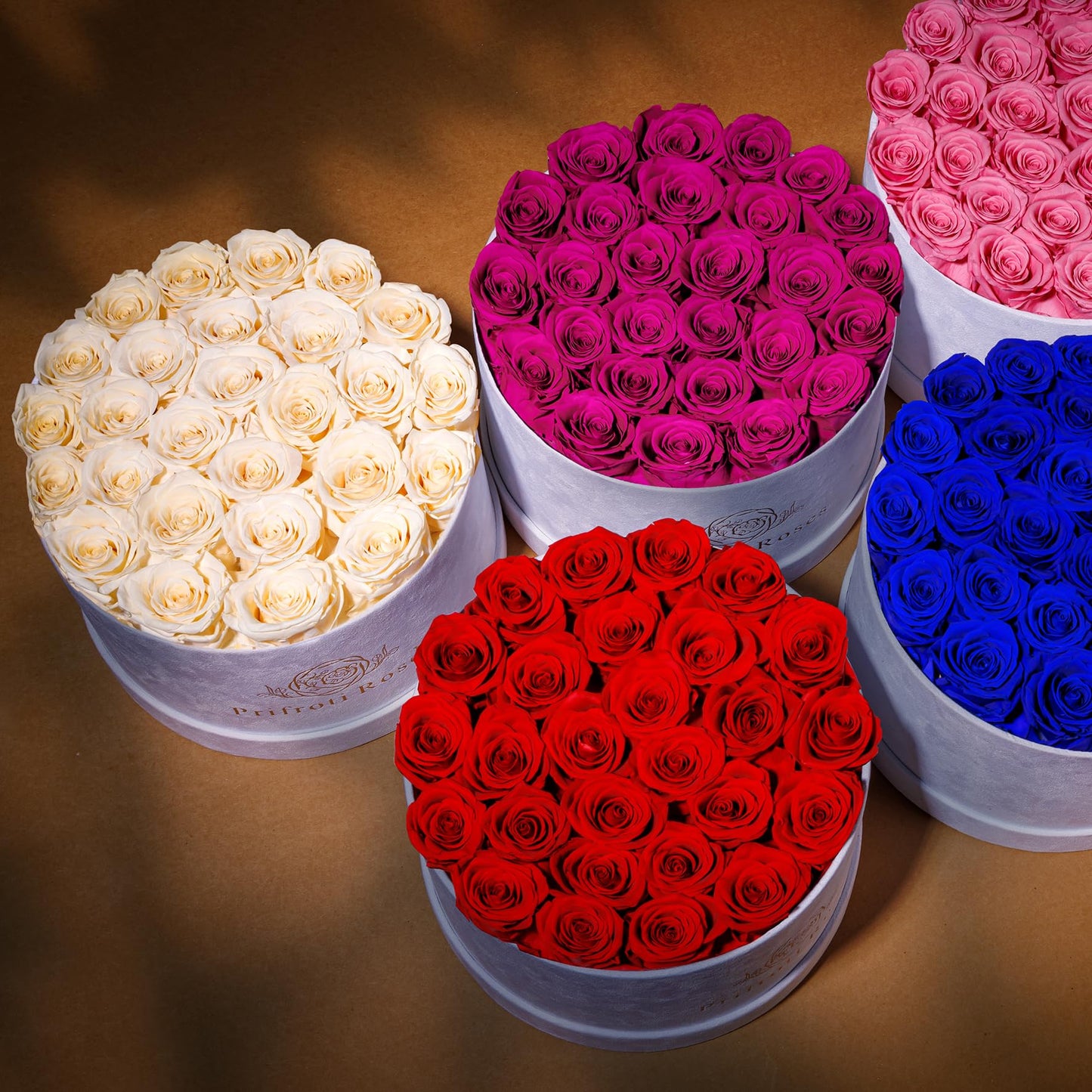 Prifroti 27 Flowers in a Luxury Suede Box, Birthday Gifts for Women, Preserved Flowers, Mothers Day Roses Gift for Mom, White