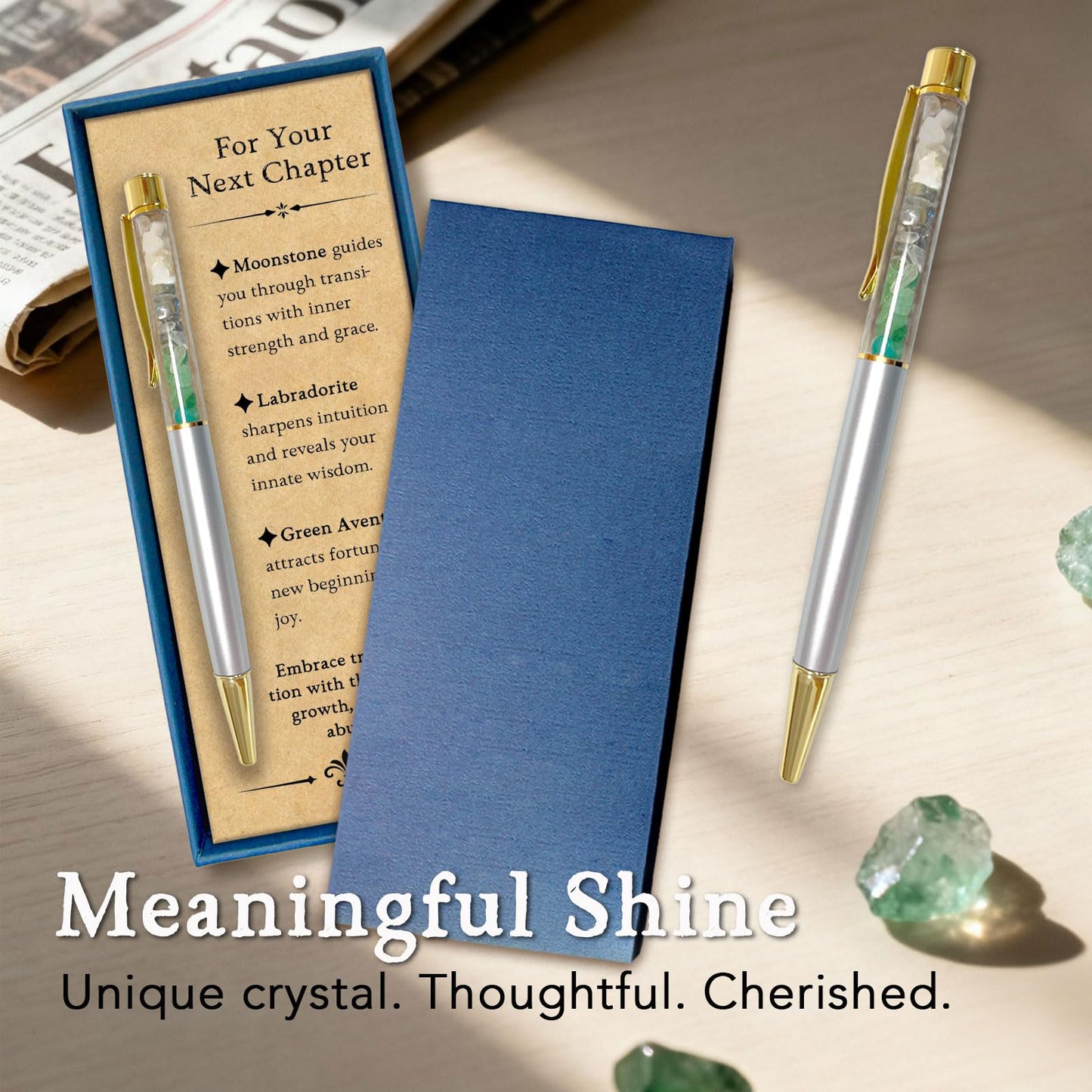 Hesuuho Crystal Pens for Women, New Beginning Inspirational Gifts for Nurses, Teachers, Coworkers & Farewells, Leaving, New Job - with Gift Box & Card, Perfect Mothers Day Gifts