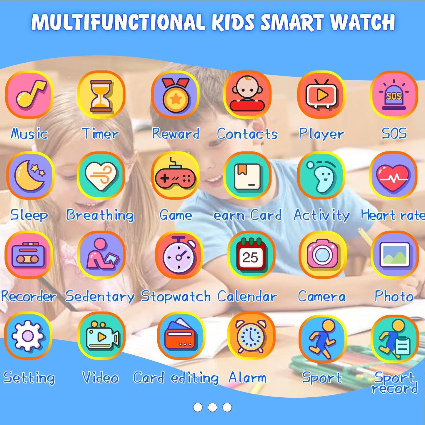 Smart Watch for Kids,1.85" Fitness Tracker,AI,games,Sports,Sleep Monitor,Camera,Videos,Alarm Play Music Flashlight Pedometer Stopwatch Pedometer IP68 Waterproof Gift for Boys and Girls (Black)