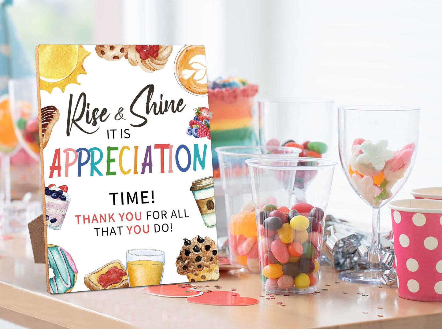 Breakfast Appreciation Sign, Rise and Shine Appreciation Decor, Appreciation Week Gift Table Decor, Employee Appreciation Sign Gift Pastor Teacher Doctor Retirement, Thank You Party Decoration