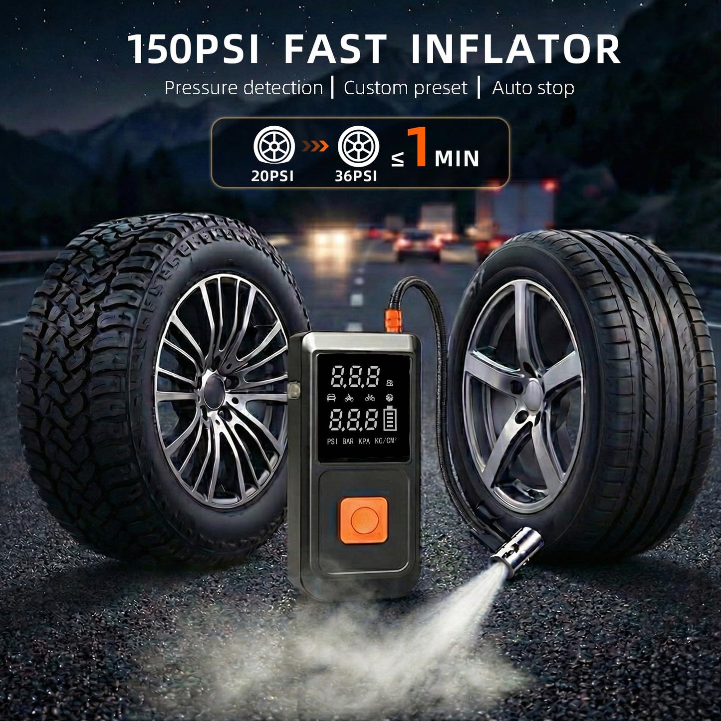 GOLDFOREST 4000A Jump Starter with Air Compressor, Portable Car Battery Jumper Starter (10L Gas/8L Diesel), 150PSI Jump Box with Auto-Shutoff Tire Inflator, LED Light, Power Bank - Car Emergency Kit