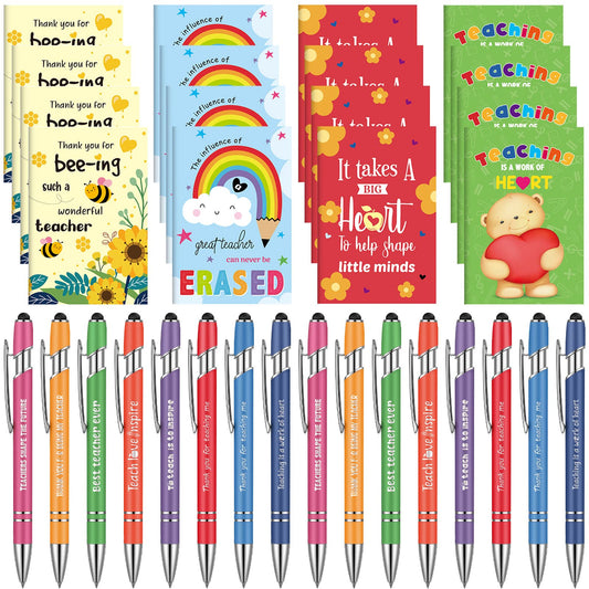 Sumind 32 Pcs Teacher Appreciation Gift Bulk Positive Ballpoint Pens and Journal Notebook Inspirational Notepad with Encouraging Quote for School Student Classroom Prize Office Supplies(Elegant)