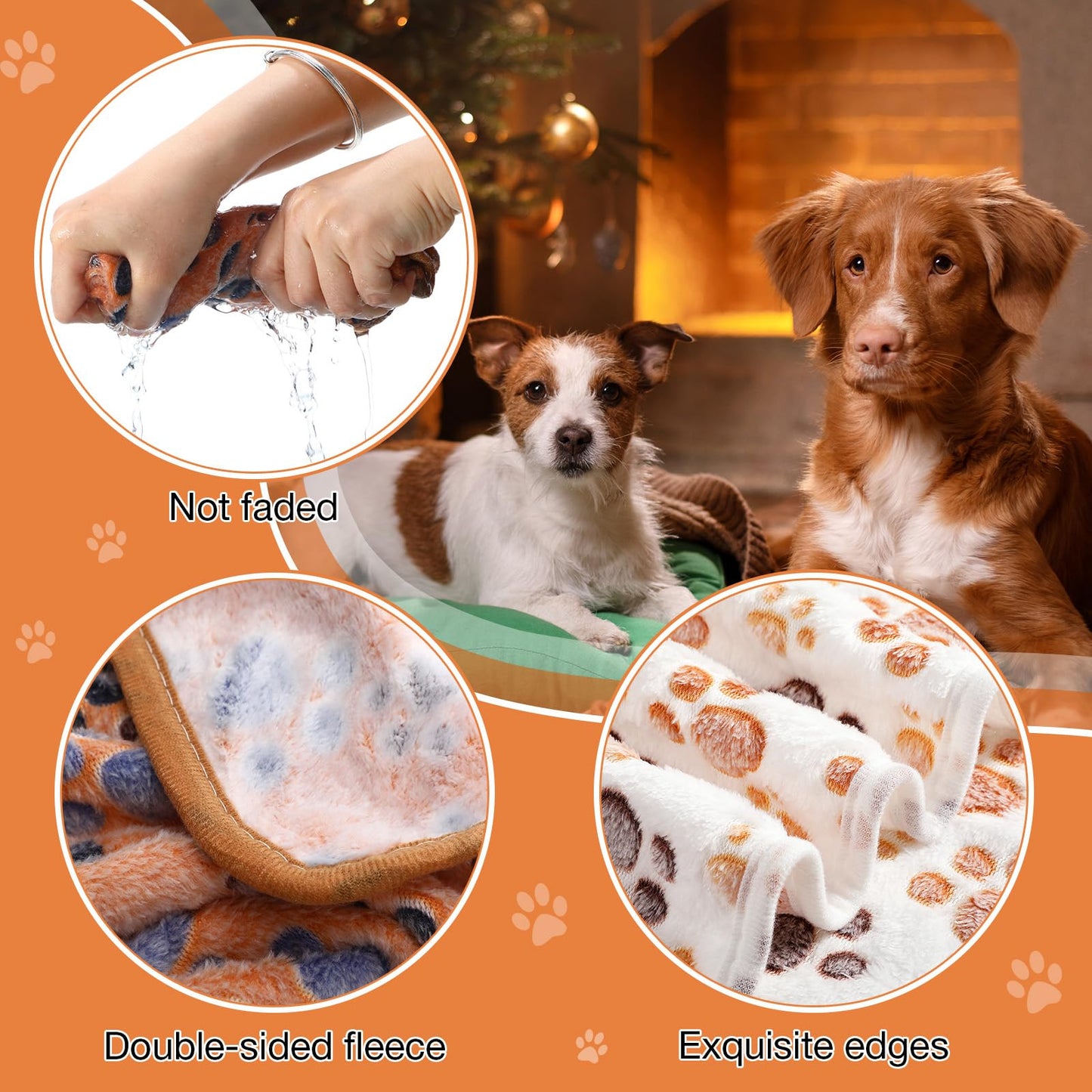 Chumia 18 Pcs Fleece Pet Blanket Soft Warm Sleep Mat Fluffy Cute Puppy Supplies Paw Bone Star Elephant Dot Heart Print Design Bed Blankets for Dog Cat Kitten Animals (41 x 30 Inch,Sweet)