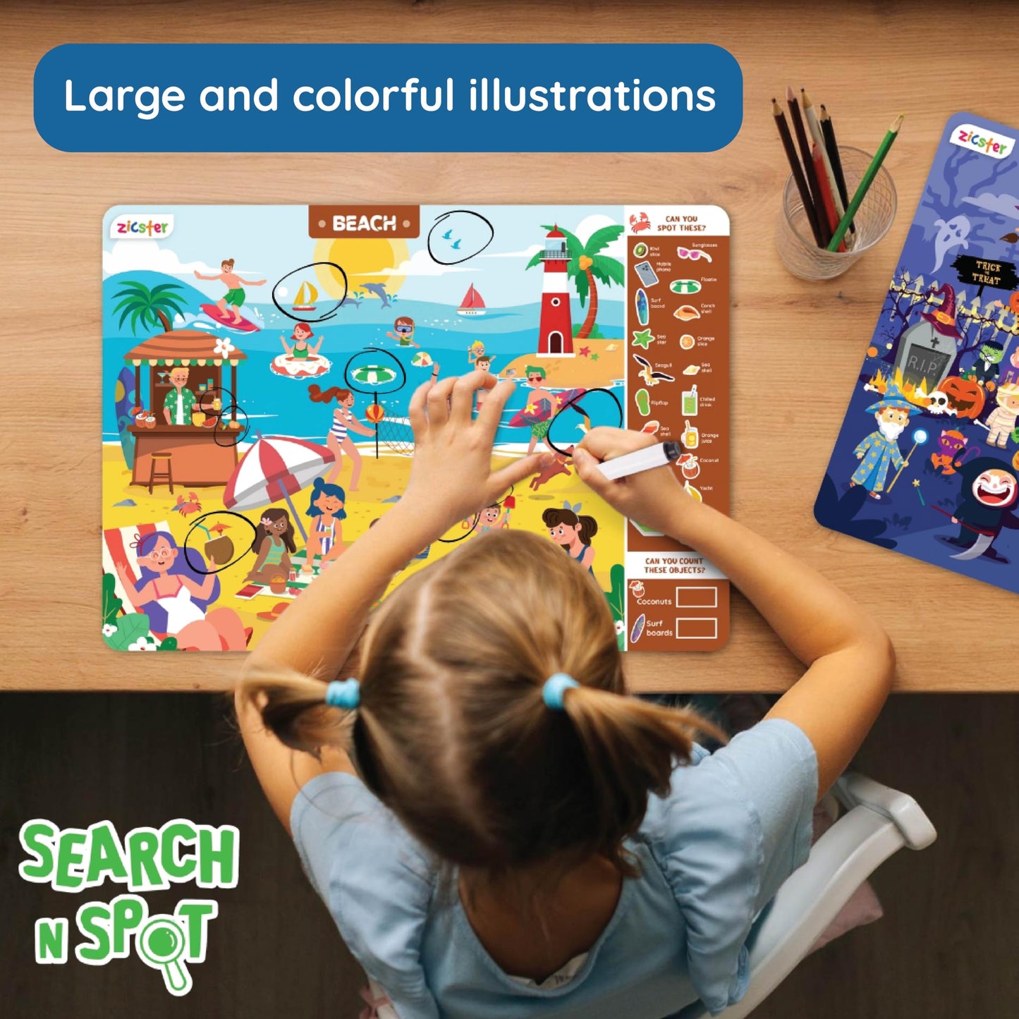 Zicster Preschool Learning Activity - Search N Spot Educational Game, Perfect for Kids, Toddlers Who Love Toys, Art and Craft Activities, Gifts for Girls and Boys Ages 4+