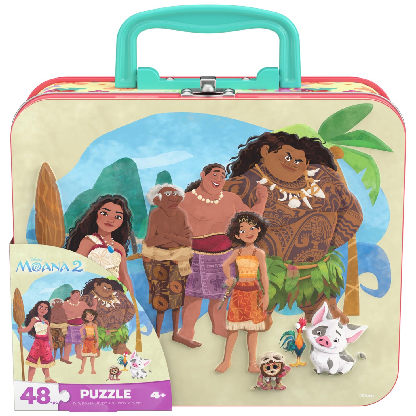 Spin Master Games, Disney’s Moana 2 Puzzle in Reusable Lunchbox Storage Tin, 48 Pieces, Disney Puzzle, Kids Toys for Girls & Boys, for Ages 4 & Up
