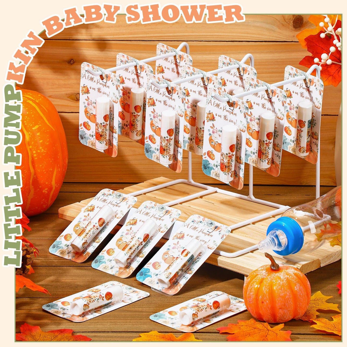 30 Pack Fall Little Pumpkin Baby Shower Games Prizes Gifts Bulk Pumpkin Pie Scented Lip Balms Favors for Boys Girls Gender Reveal Decorations Halloween Autumn Thanksgiving Baby Shower Bags Stuffer