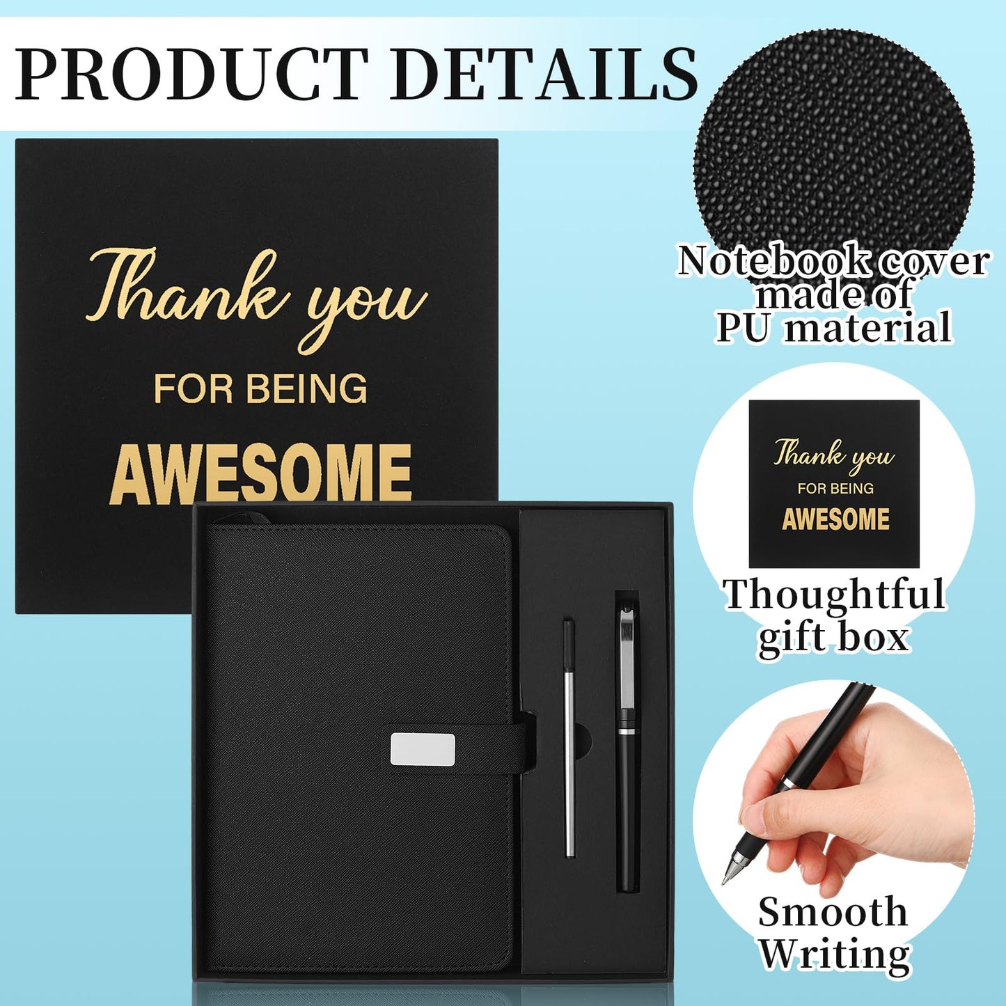 Sayglossy Thank You Gifts for Women Men, Employee Appreciation Gift for Coworkers, Thank You for Being Awesome Notebook and Pen Gift Box for Office, Coworker, Employee, Teacher, Nurse