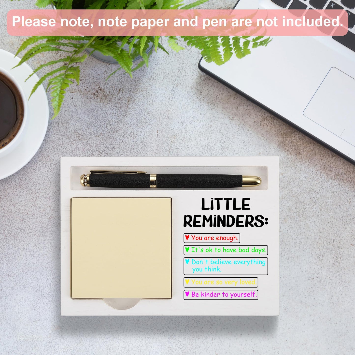 Little Reminders Sticky Note Holder for Desk, Motivational Office Organizer for Women Men, Inspirational Gifts for Coworker Friend Teacher Nurse, Birthday Christmas Appreciation Gift - FTB321