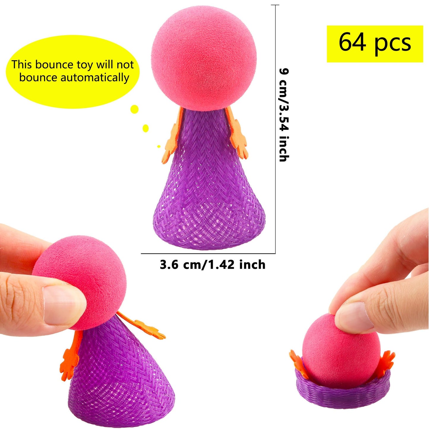 Cagemoga 64 Pieces Jumping Spring Toys Cute Colorful Jumping Popper Spring Bouncy Launcher Toy for Goodie Bag Stuffers Stocking Stuffers Birthday Christmas Party Favors, Random Color
