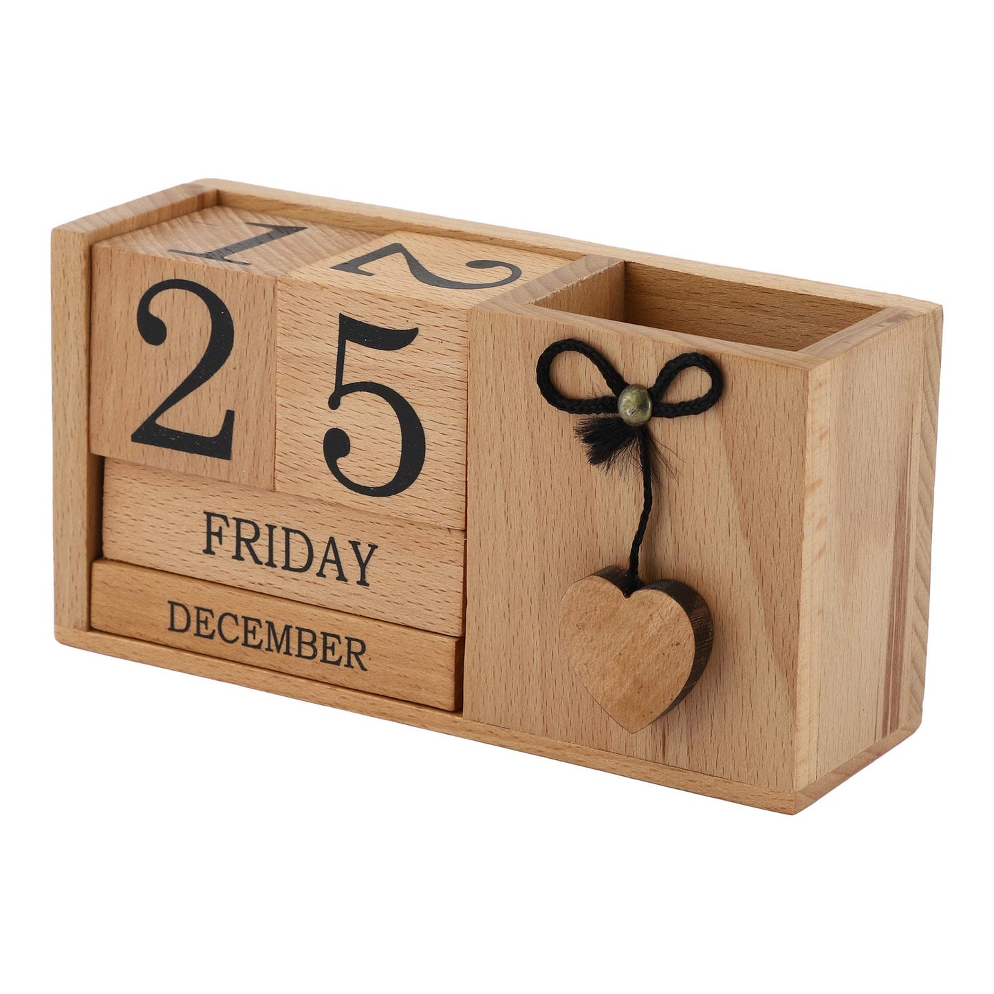 Frescorr - Wooden Perpetual Calendar for Desk, Wood Month Date Display Blocks for Teachers, Students, Classrooms, Farmhouse Office Decor, Desk Accessories