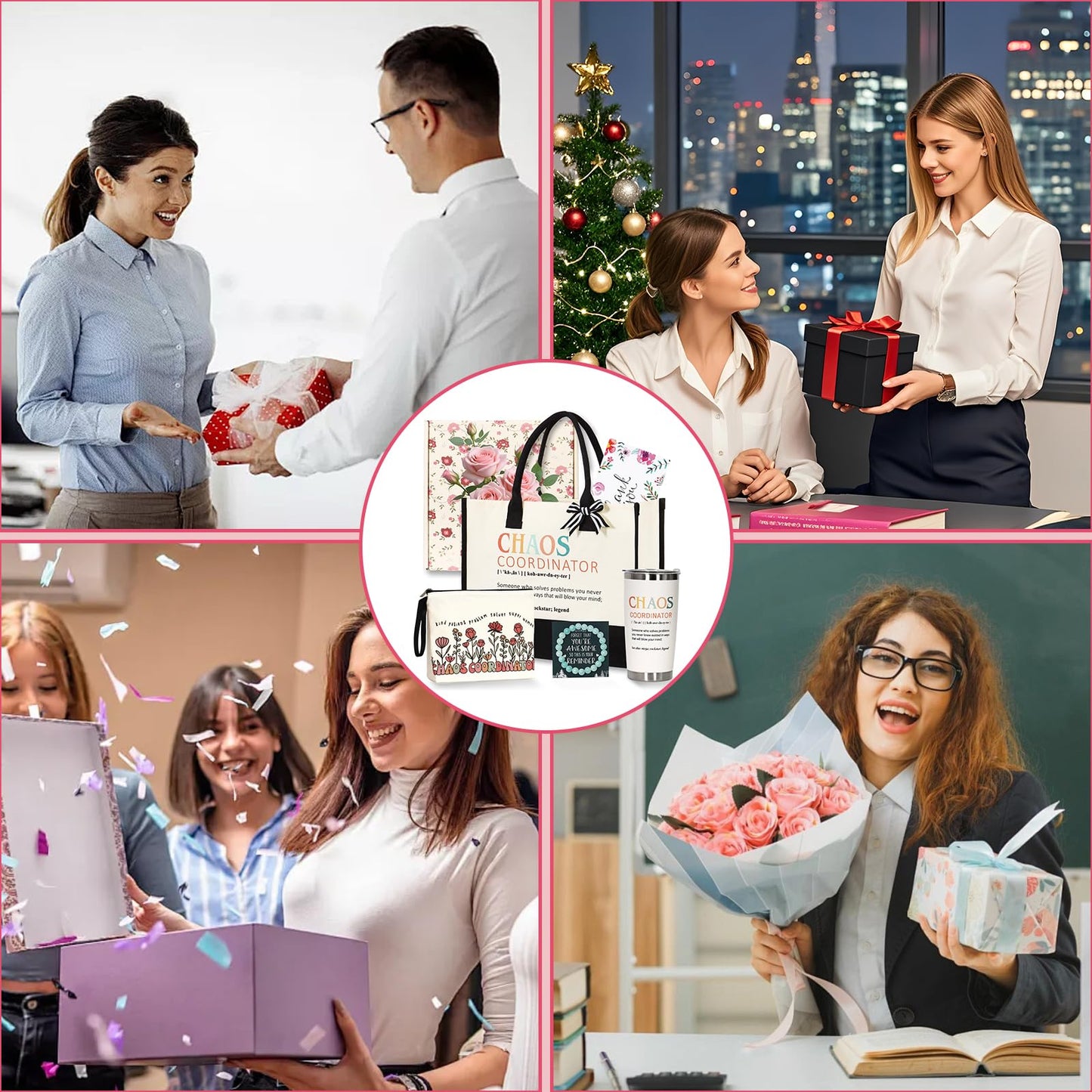 ZYUQFAN Chaos Coordinator Thank You Gifts for Women, Appreciation Gift Set for Lady Manager Teacher Coworker Nurse Boss Presents Ideas for Employee Secretary Office Birthday Christmas Tote Bag Tumbler