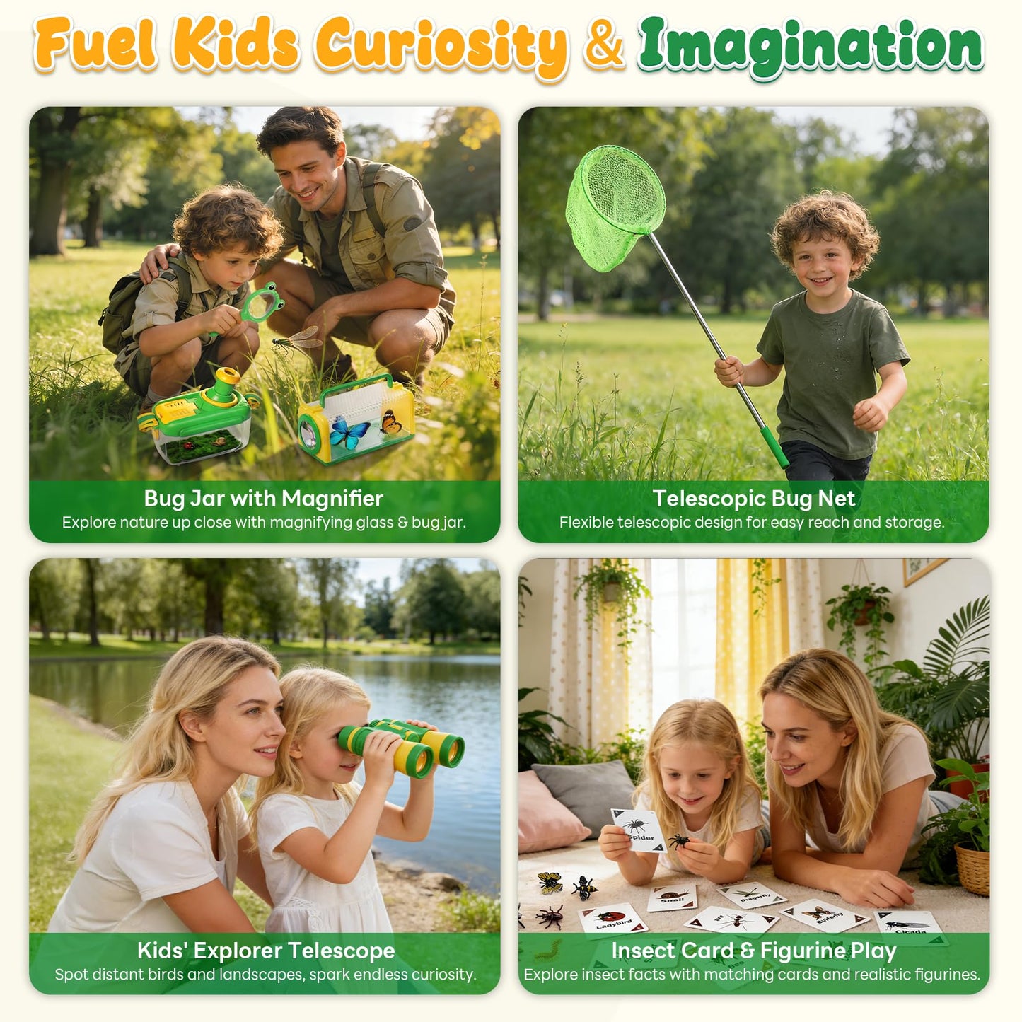 Toycost Kids Explorer Kit & Bug Catcher Kit with Vest, Carry Bag, Binoculars,Observation Jar, Butterfly Net, Magnifying Glass, Outdoor Nature Exploration STEM Toys Camping Gift for Boys Girls Ages 3-7