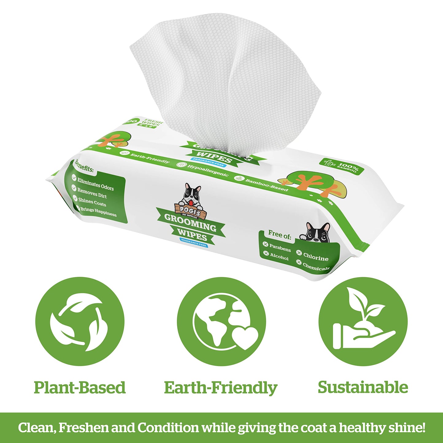 Pogi's Grooming Wipes Home & Travel Bundle - 100-Count Grooming Wipes for Home and 240-Count Packs for Travel