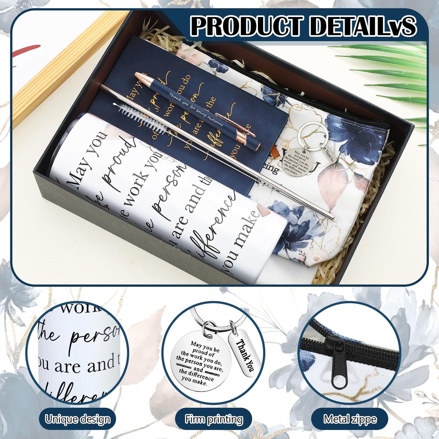 Wiwiqing 6 Pcs Employee Appreciation Gifts for Women, Thank You Gift Set for Coworker, Staff, Teacher, Nurse, Team Recognition Gifts for Work Anniversary, Farewell, Promotion(Classic Style)