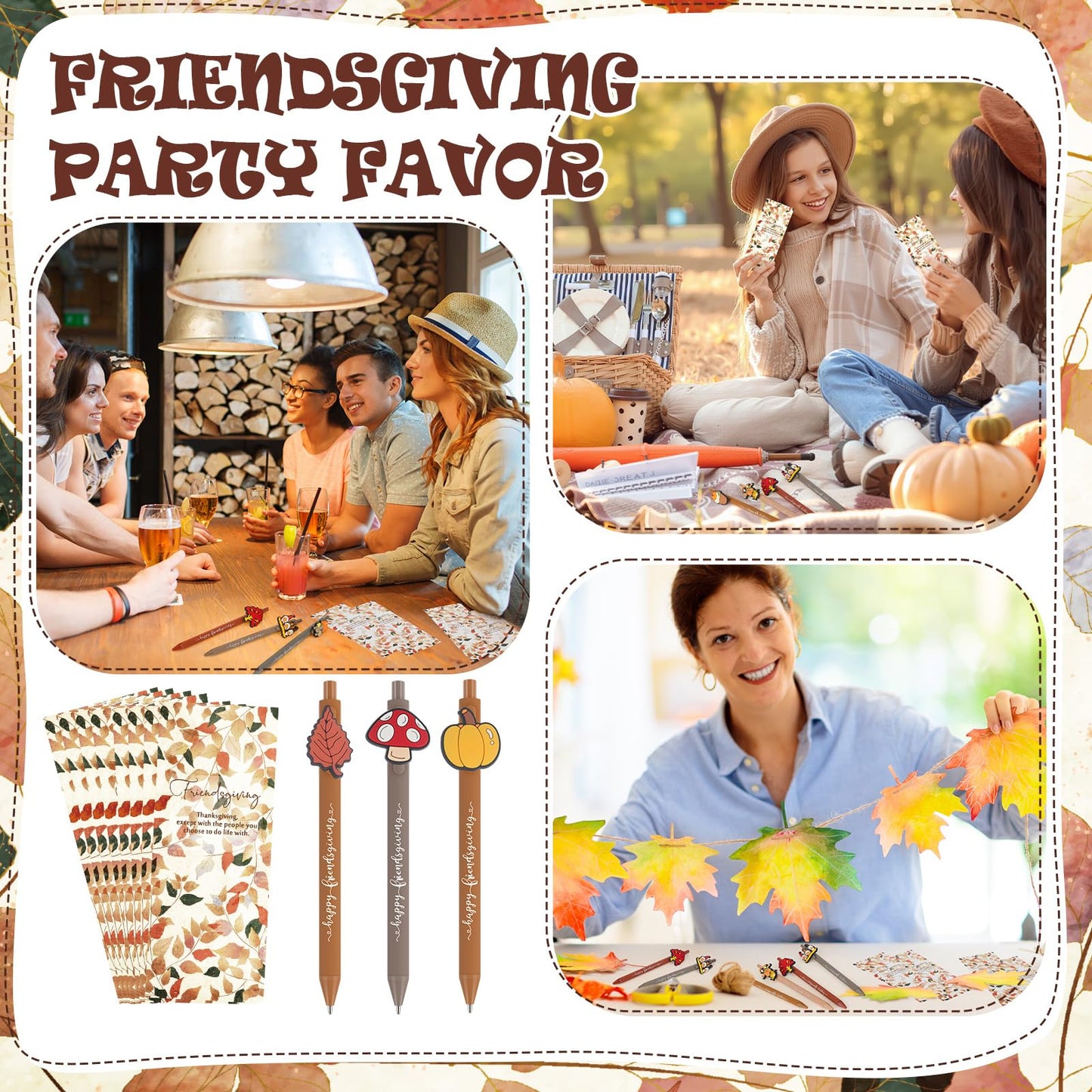 Ctosree 20 Sets Friendsgiving Party Favors Bulk Thanksgiving Fall Pens with Maple Leaf Bookmarks Turkey Pens Thanksgiving Gifts for Friends Families Coworkers Employee Holiday Office Party Souvenirs