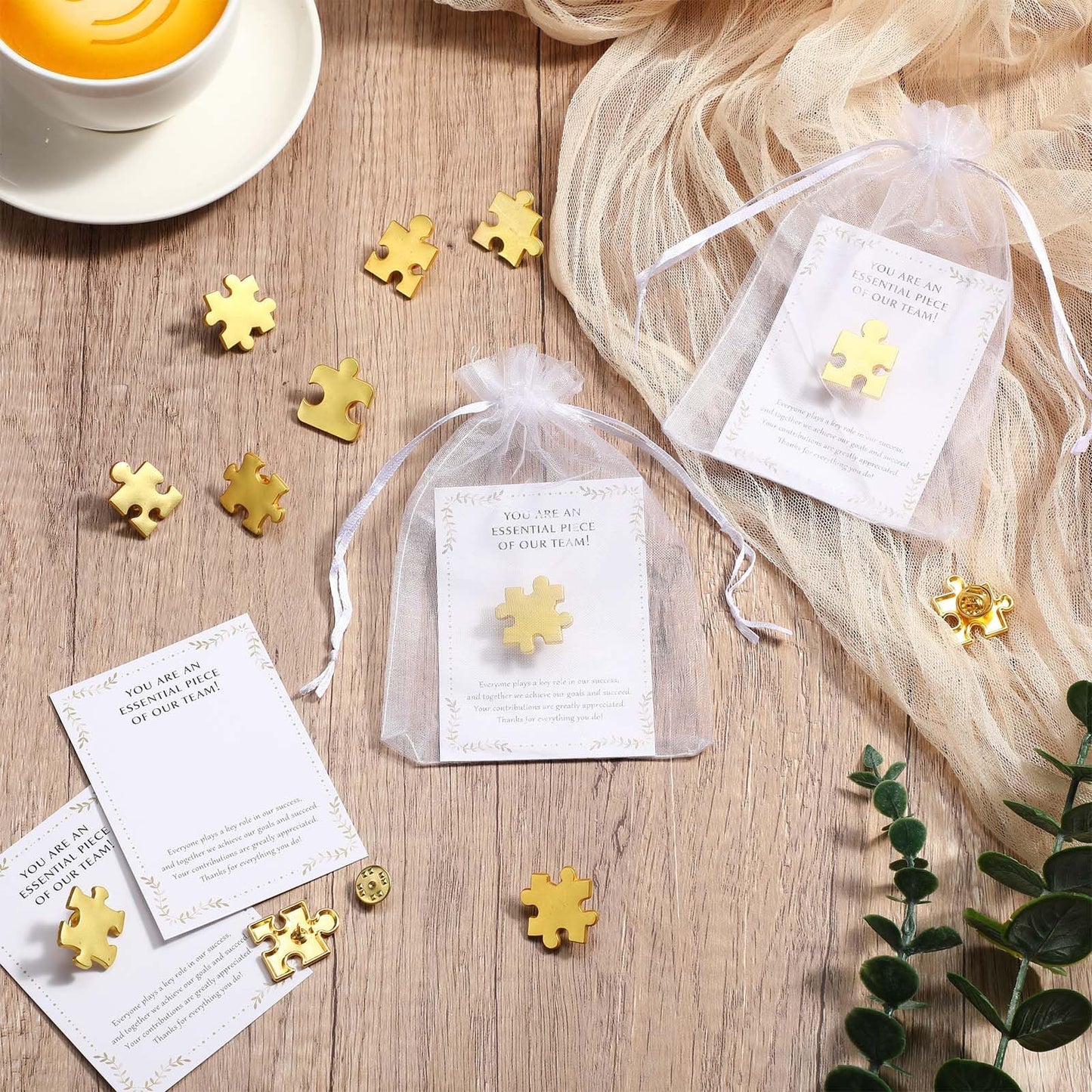 36 Sets Employee Appreciation Gift Bulk Puzzle Piece Lapel Pins Thank You Cards and Bags for Team Appreciation Building Recognition Soccer Baseball Team Gift for Employee Office Staff Coworkers