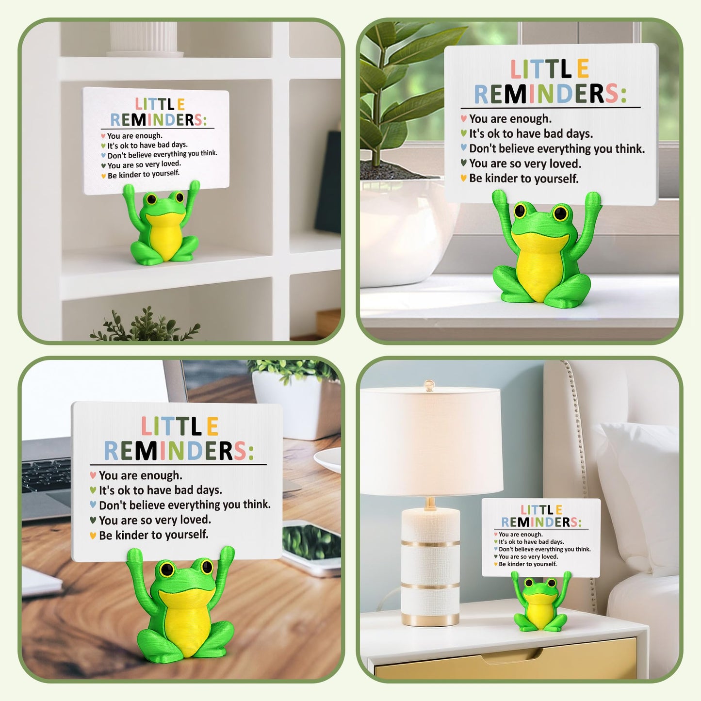 Inspirational Coworker Employee Appreciation Frog Gifts for Women, Boss, Manager - Cute Motivational Gifts Office Green Desk Decor Supplies for Women Men, Office Little Reminders You Are Enough