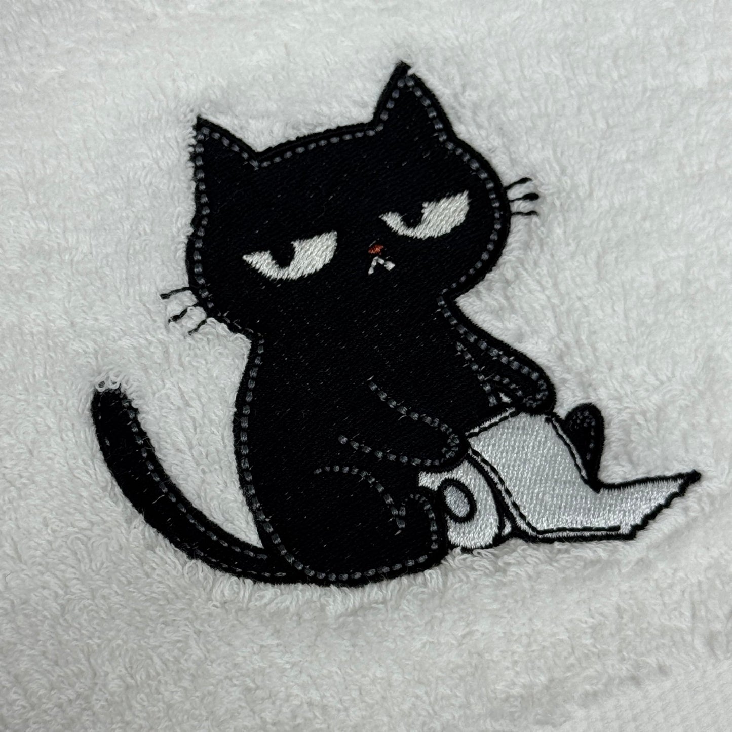3Pcs 100% Cotton Soft Absorbent Embroidered Hand Towels, Black Cat Decorative Towels for Bathroom and Kitchen, Funny Cat Hand Towels Bathroom Decor, Cat Lover Gifts for Women, 15.75 x 31.5 Inches