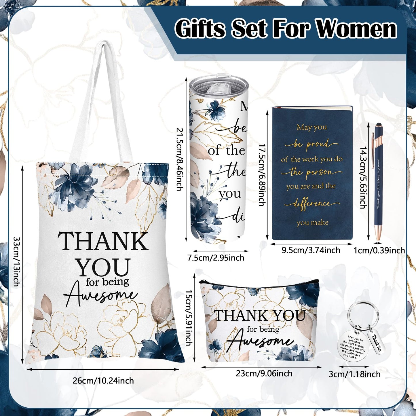 Wiwiqing 6 Pcs Employee Appreciation Gifts for Women, Thank You Gift Set for Coworker, Staff, Teacher, Nurse, Team Recognition Gifts for Work Anniversary, Farewell, Promotion(Classic Style)