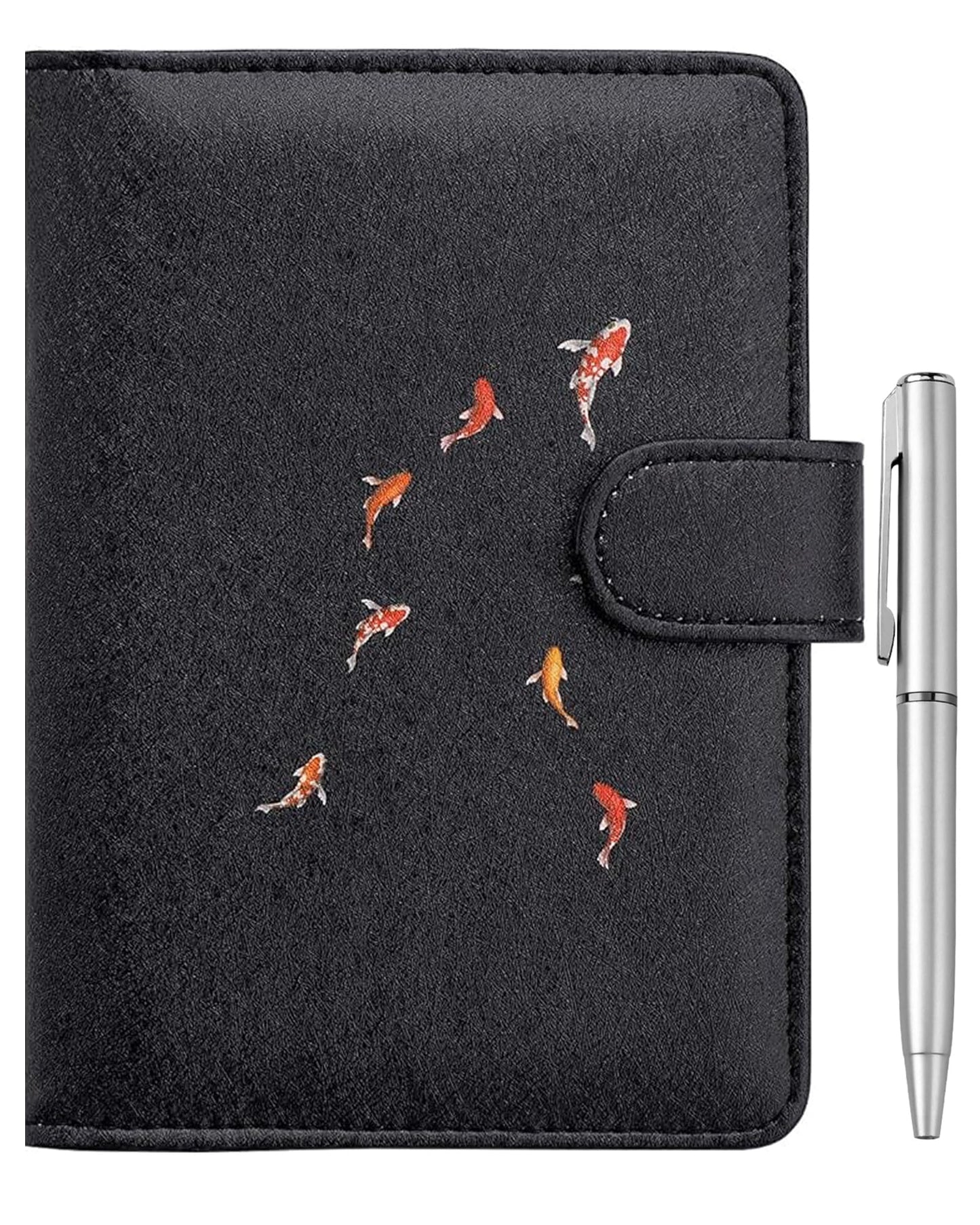 WALNEW Passport Holder for Travel, RFID Passport Cover Wallet for Women Men, PU Leather Passport Book Card Holder Case with Pen (Buckle Closure, Buckle-Carp)