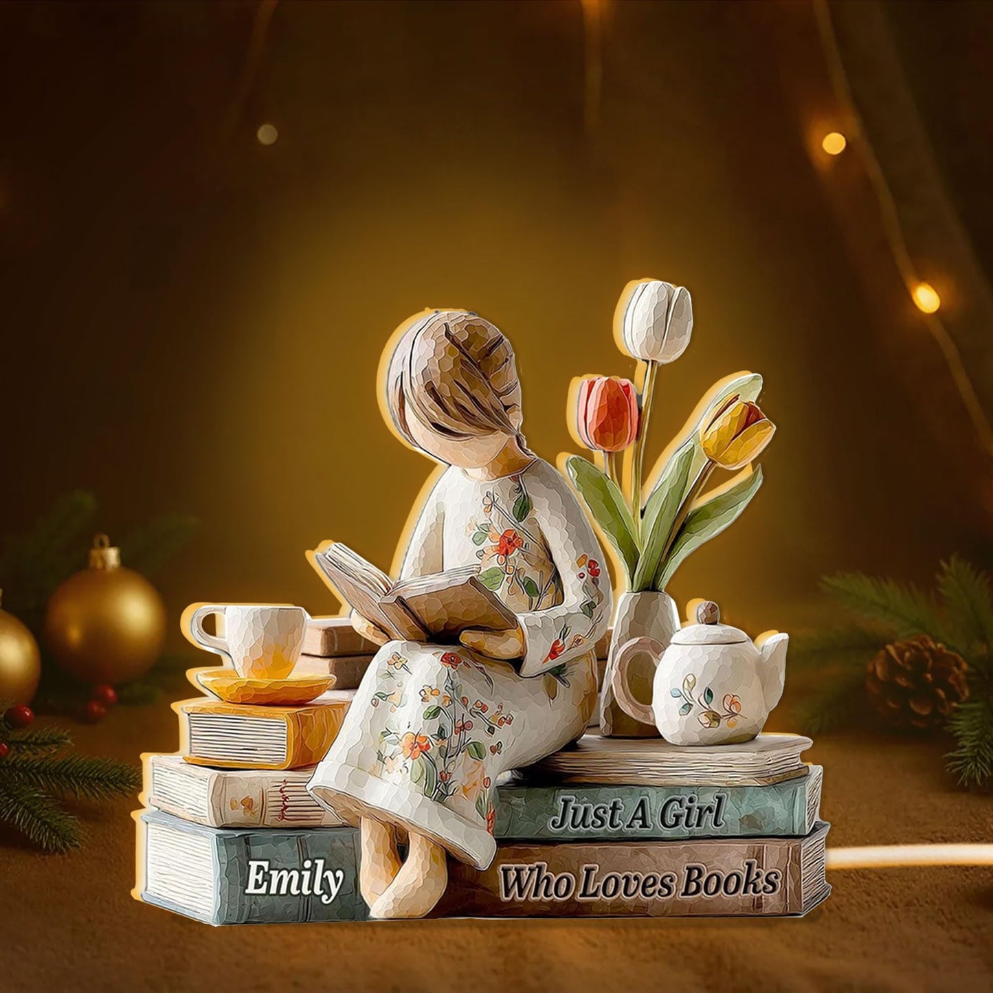 Personalized Just A Girl Who Loves Books Light Box, Custom Name Reading Girl LED Acrylic Night Lamp, Book Lover Light Decor, Unique Gift for Readers, Birthday, Christmas 2025 2