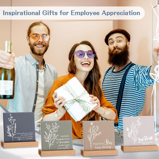 Roowest 10 Set Graduation Decorations Graduation Gifts Bulk Inspirational Desk Decor Motivational Quote Sign Table Plaques with Wooden Stand for Coworkers Teachers Thank You Favors Office Supplies