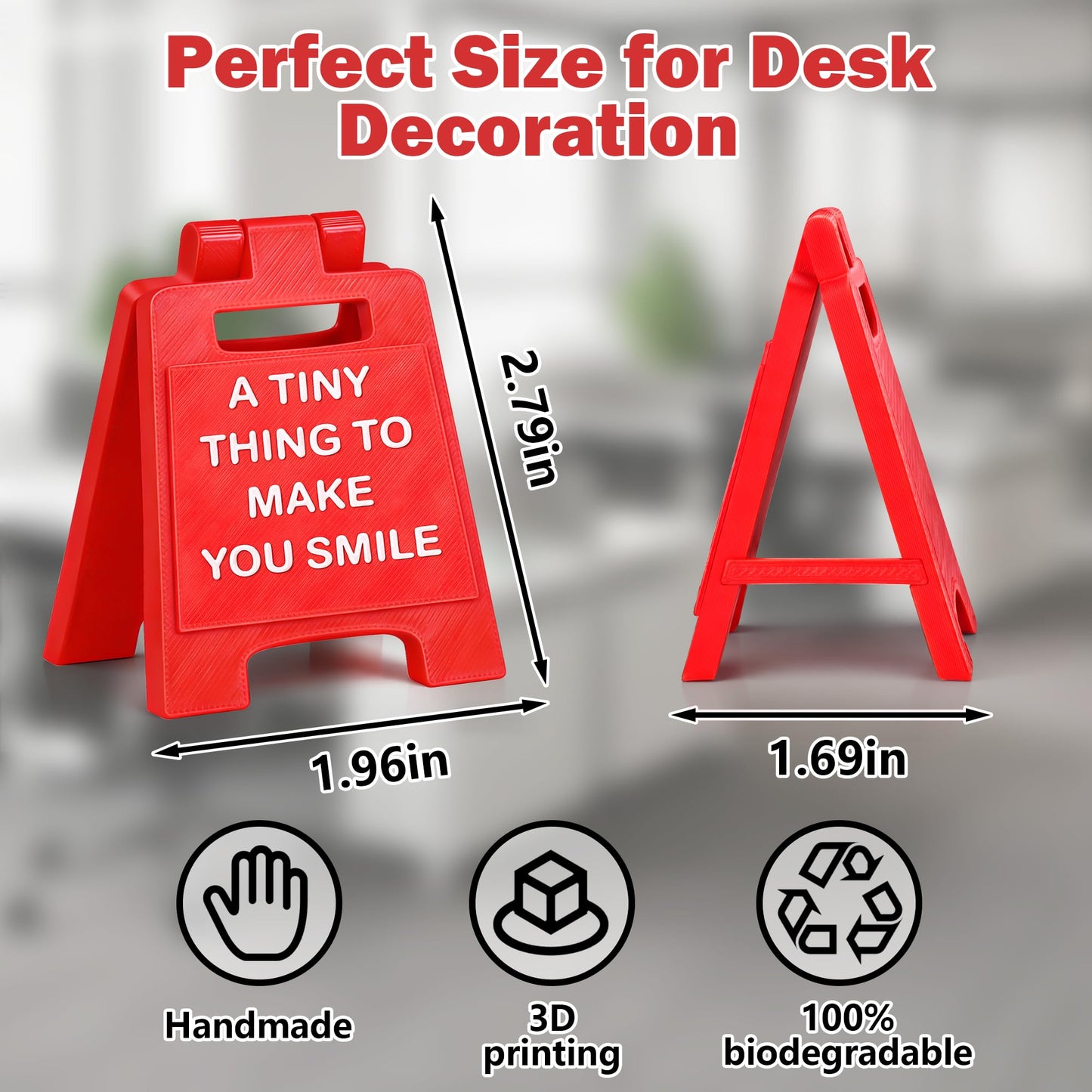 Mini Sign Coworker Friend Office Decor for Women Men, Employee Appreciation Gifts Encouragement Motivational Gifts for HR, A Tiny Thing to Make You Smile 3D Printed Office Cubicle Desk Decor Sign