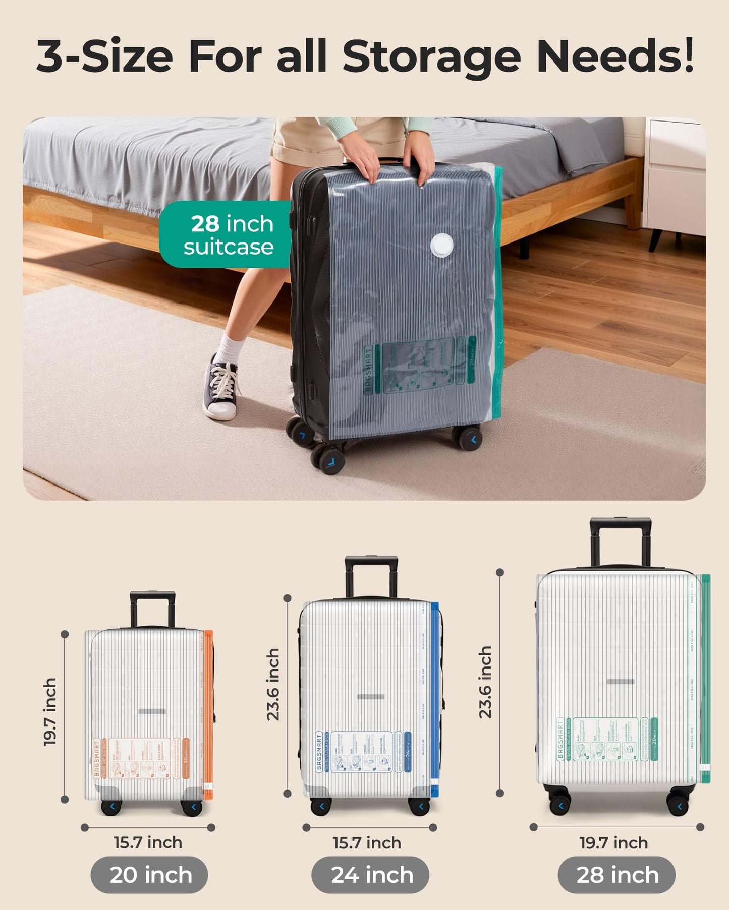 BAGSMART Travel Vacuum Bags with Electric Pump, Vacuum Seal Bags for Clothing Travel & Organization, 4000Pa Space Saver Bags for Carry-on Luggage, 18 Pack with Shoe, Laundry & Toiletry Bags