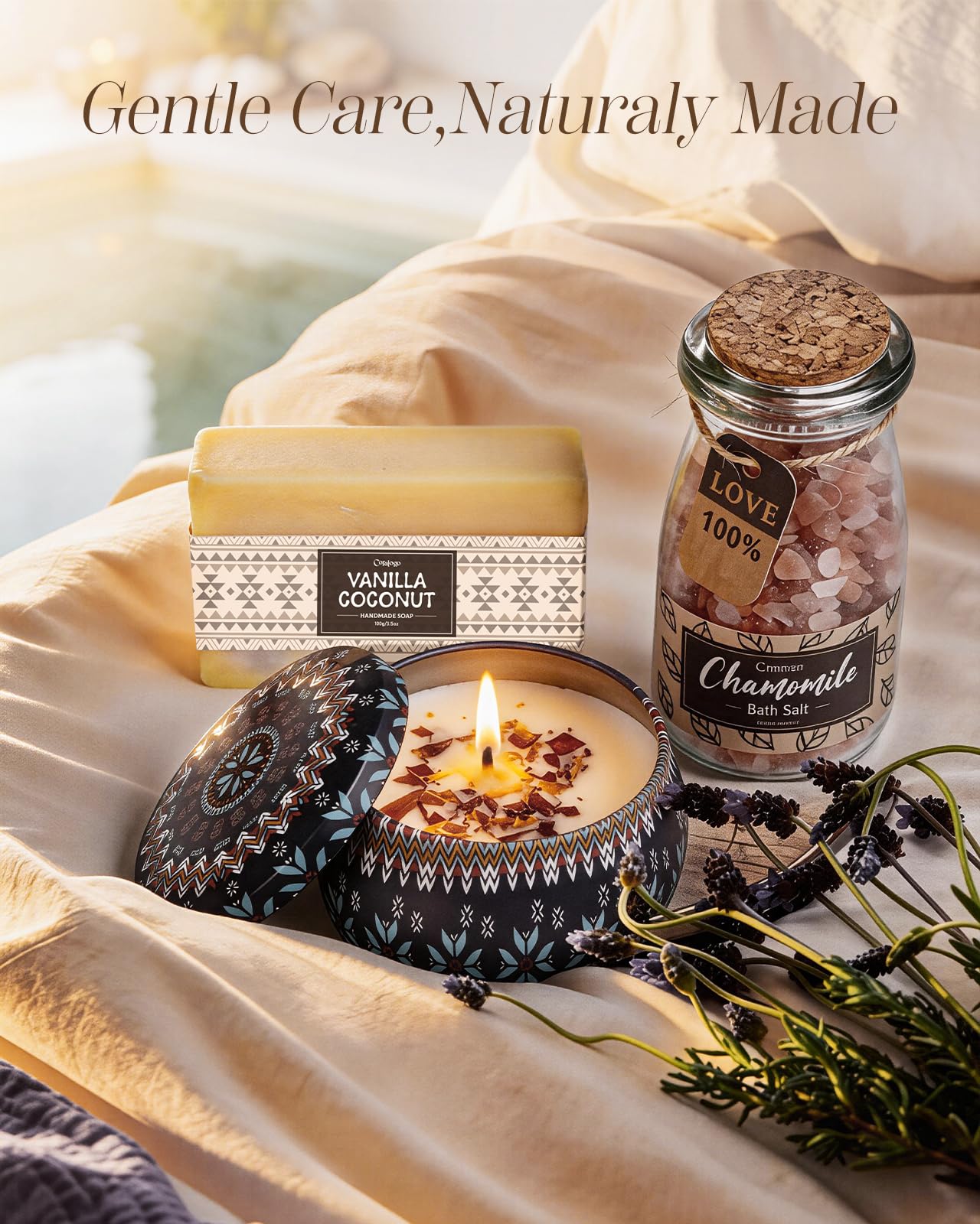 Coralogo Mothers Day Gift Bakset for Women - Unique Spa Bohemian Basket with Soft Blanket, Warm Socks, Blank Card, Boho Gifts for Women, Birthday, Mother's Day, Get Well, Self Care, Thinking of You
