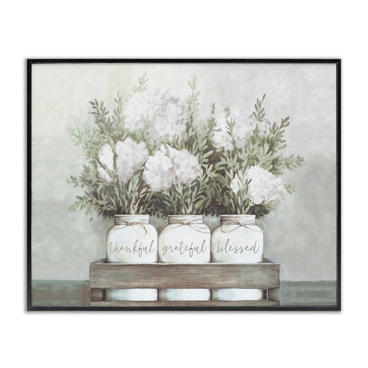 Stupell Industries 'Pristine Hydrangea Bouquet Sentiments', Framed Giclee Art, Black, 14 x 11 Inches, Easy to Hang and Sturdy, Made in USA, by Dogwood Portfolio