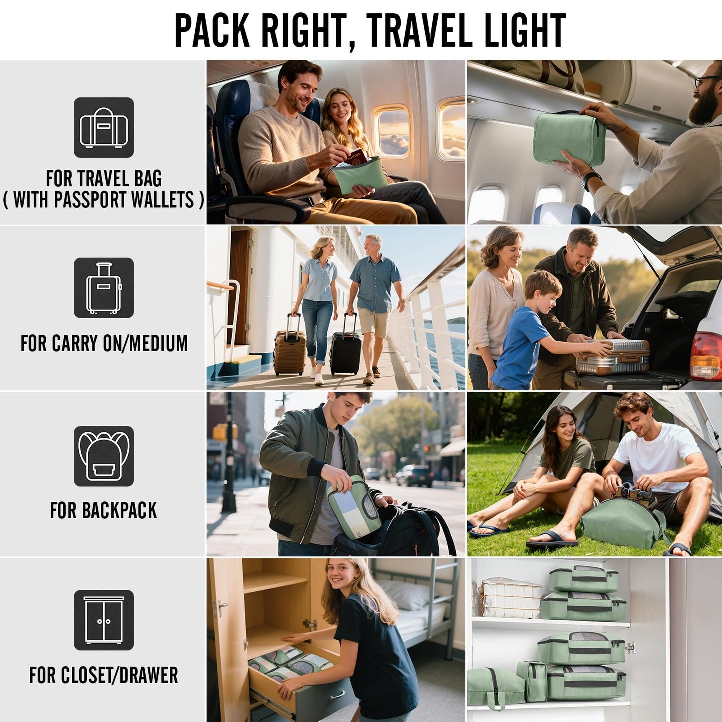 Veken 10 Set Packing Cubes for Travel Essential, Suitcase Organizer Bags in 4 Sizes, Carry-On Luggage Accessories with Large Laundry & Hanging Toiletry Bag, Must-Have for Airplane, Road Trip & Camping